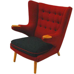 Red and massive Wingback armchair from around 1950s, Scandinavian