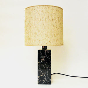 Large Vintage Black Marble stone tablelamp from the 1980s