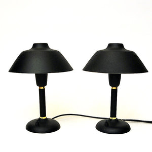 Black and classic Swedish pair of metal table lamps 1950s