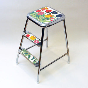 Swedish midcentury step stool of chromed steel by Lindqvist 1950s