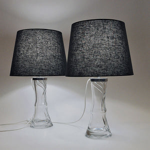 Swedish sculptural glass table lamp pair by Olle Alberius for Orrefors 1960s