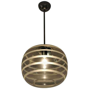 Vintage School Ceiling Glasslamp with Frosted Stripes, 1920s