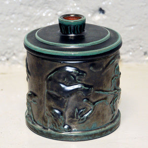 Glazed ceramic lid box by Upsala Ekeby Sweden 1930s