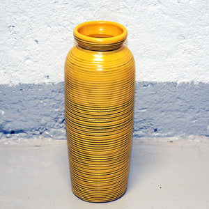 Yellow Ceramic vintage Bo Fajans vase Tiger by Berit Ternell Sweden 1960s