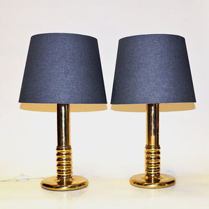 Vintage pair of brass tablelamps by IA typ 1723 Sweden 1970s