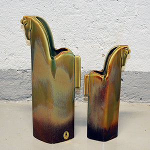 Vintage pair ceramic horses Pampas Wild horses by Rosa Ljung, Sweden 1980s