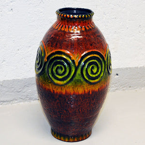 Large lovely colorful Ceramic vintage vase West Germany 1970s