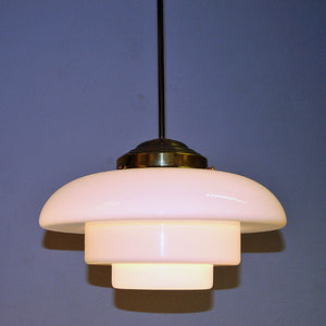 Art Deco ceiling lamp with opaline glass shade 1930s Sweden