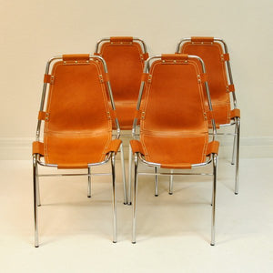 Leather chairs 4 pcs "Les Arcs Vintage" by Charlotte Perriand - France