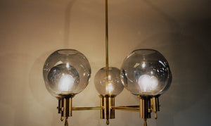 Ceiling Lamp, brass and glassdomes