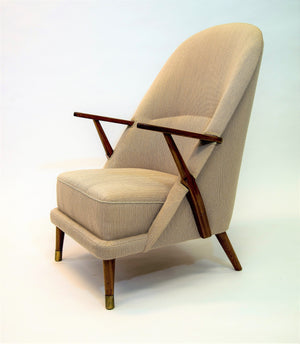 Scandinavian Armchair in beige fabric from the 1940-50s