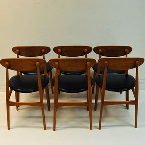 Set of  six beech and teak Diningchairs by Fredrik Kayser,  Norway 1960s