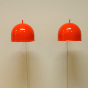 Pair of orange Wall Lamps V-75S from Bergboms, Sweden
