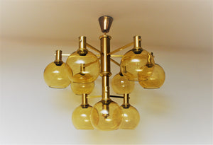 Swedish Ceiling Lamp of brass and glass 1960`s