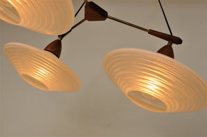 Ceiling Lamp Ufo with teak and brass arms