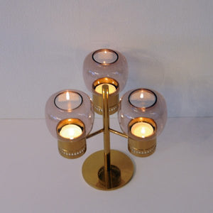 Candle Holder set L67 in clear light purple, Hans-Agne Jacobsson