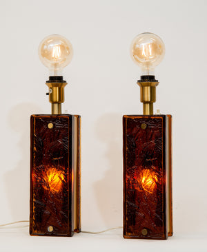 Glasslamp with brassframe, 2 pcs - Out of stock