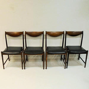 Rosewood midcentury Diningchairs Darby with black leather Torbjørn Afdal, Norway 1960s