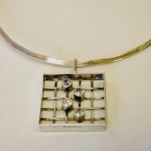 Silver Necklace with brilliant cut rock crystals, Salovaara Turku - Finland