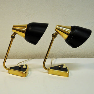 Pair of black and classic metal table/ wall lamps Elidus 1950`s- Norway