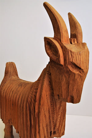 Wooden Mountain Goat figurine
