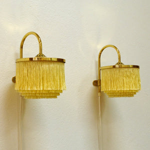 Pair of Silk Fringe and Brass Wall lamps V271, Han