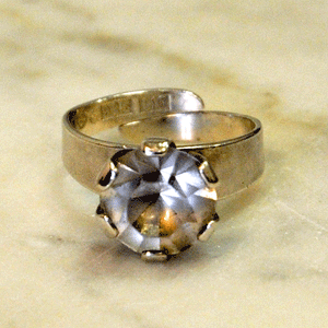 Diamondshaped Silverring with a crystalclear stone,  Sweden