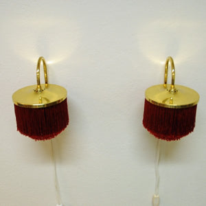 Pair of Silk Fringe and Brass Wall lamps V271, Hans-Agne Jacobsson -Markaryd