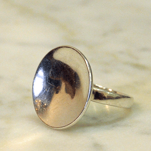 Sterling Silverring with round plate 1950`s, Sweden