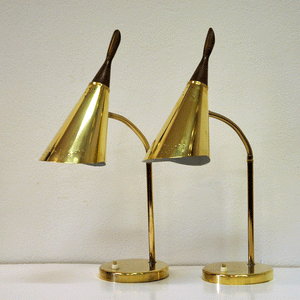 Pair of Brass Tablelamps  in the manner of Laurel 1950`s, USA