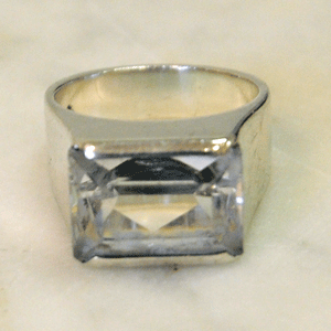 Solid Silverring with crystal lightblue stone from 1938, Sweden
