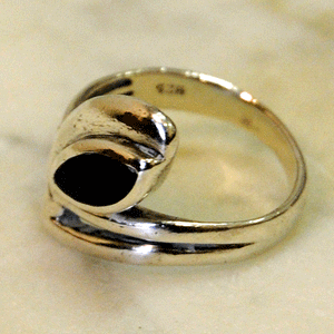 Eye shaped Silverring with brown oval stone 1950-60`s, Scandinavia