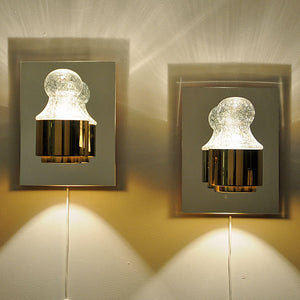 A pair of Wall lamps brass and glass 1970`s by Kjell Munch - Høvik Lys, Norway