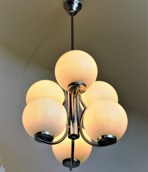 Ceiling lamp with white glassdomes, Italian style