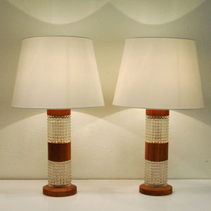 Pair of teak and glass Table lamps from Sweden 1960s