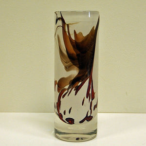 White glassvase with brown floating patterns 1960`s