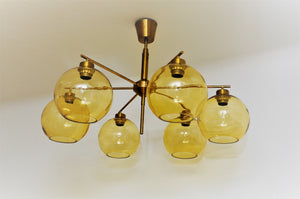 Ceiling Lamp, brass and glass
