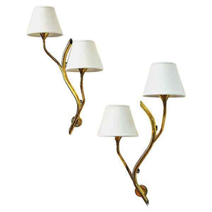 Midcentury pair of Norwegian branch brass Wall lamps from Astra 1950s