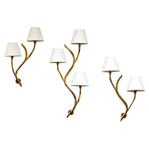Set of Three midcentury Norwegian branch brass Wall lamps from Astra 1950s