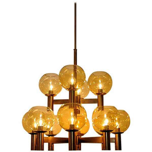 Big Vintage Ceiling Lamp of brass and glass 1960`s - Scandinavia