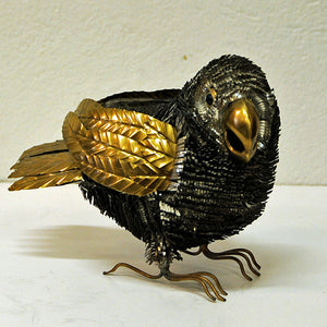 Brutalist vintage Parrot in mixed metal in the style of Sergio Bustamante 1960s