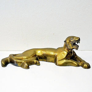 Majestic And Lying Golden Vintage Brass Tiger, 1970s