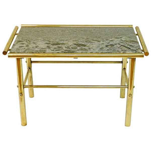 Green Marble And Brass Rectangular Vintage Table, 1960s