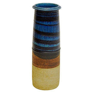 Ceramic blue and brown vase by Inger Persson for Rörstrand, Sweden 1960s