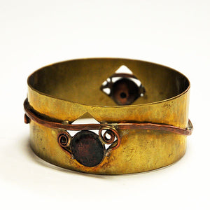 Brass and copper midcentury bracelet by Anna Greta Eker, Norway 1960s