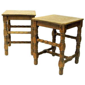 Swedish Pine stool pair in barock style 1920s