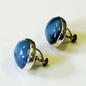 Pair of blue stone vintage silver earrings by Asp AB, Sweden 1971