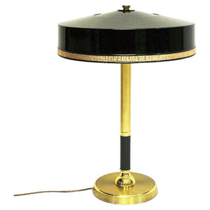 Black shade brass table lamp by C.E. Fors for EWÅ Värnamo 1960s, Sweden