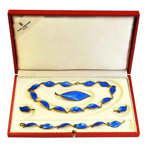 Vackra blå midcentury smycken set av Willy Winnæss 1955 -Norge