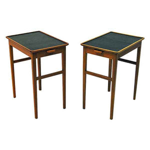 Pair of side tables with leather tops by Bodafors, Sweden 1950`s
